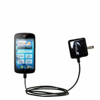 Gomadic Intelligent Compact AC Home Wall Charger suitable for the Acer Liquid E2 - High output power with a convenient, foldable plug design - Uses Ti