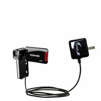 Gomadic Intelligent Compact AC Home Wall Charger suitable for the Toshiba Camileo P100 - High output power with a convenient, foldable plug design - U