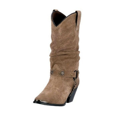 Dingo Western Boots Womens Olivia Slouch Harness Suede Beige DI 519