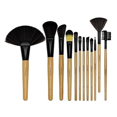 12PCS Makeup Brush Set Premium Wooden Handle Cruelty-Free Synthetic Foundation Blending Blush Concealer Eye Shadow Eyeliner Face Lip Powder Liquid Cream Brush Tool
