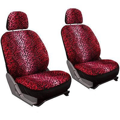 Istiloshoppe Car Accessories SUV Seat Covers for Ford Expedition Red Leopard Animal Detachable Head Rest