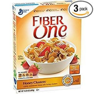 Fiber One Honey Clusters Lightly Sweetened Flakes 14.25 Oz. Pack Of 3.