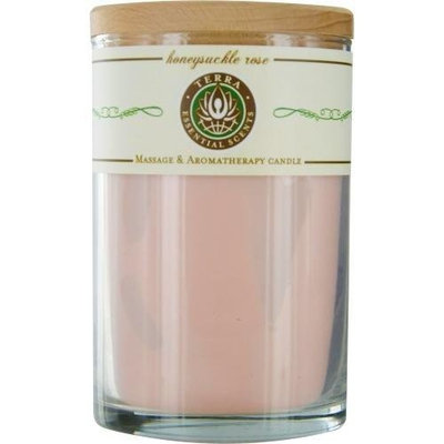 Terra Essential Scents - Massage & Aromatherapy Soy Candle Honeysuckle Rose - 12 oz. by HONEYSUCKLE & ROSE