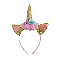 Unicorn Headband For Girls Gold Shiny Adults Pastel Flowers Birthday Party Decoration Cosplay Costume Halloween