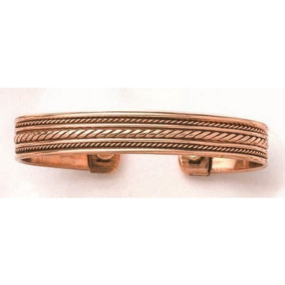 Wide and Narrow Braids - Copper Bracelet With Magnets - From India