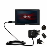 International AC Home Wall Charger suitable for the Cowon Q5W - 10W Charge supports wall outlets and voltages worldwide - Uses Gomadic Brand TipExchan