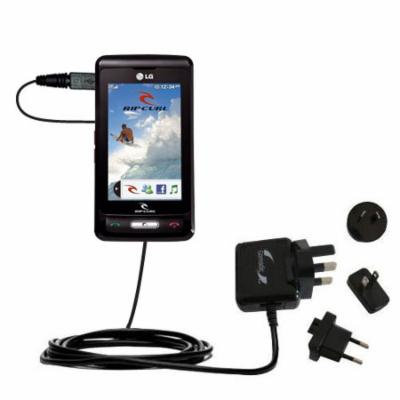 International AC Home Wall Charger suitable for the LG KP550 Rip Curl - 10W Charge supports wall outlets and voltages worldwide - Uses Gomadic Brand T