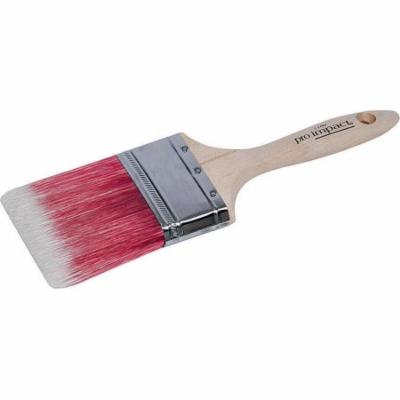 Pro Impact Flat Sash Varnish and Wall Brush, 2-1/2 in, Chiseled Polyester Blend, Stainless Steel, Be