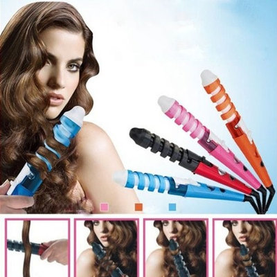 Medex Spiral Curl Ceramic Curling Iron Dual HAIR Curler- Orange