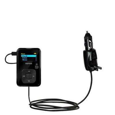 Intelligent Dual Purpose DC Vehicle and AC Home Wall Charger suitable for the Sandisk Sansa Clip Plus - Two critical functions, one unique charger - U