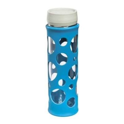 Glass Water Bottle with Silicon Wrap & Twist Lid 19 oz., Laguna