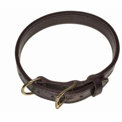 Dogline-Viper V3108-6 Two-Ply Leather Collar, Brown - 2 W x 18-22 L in.