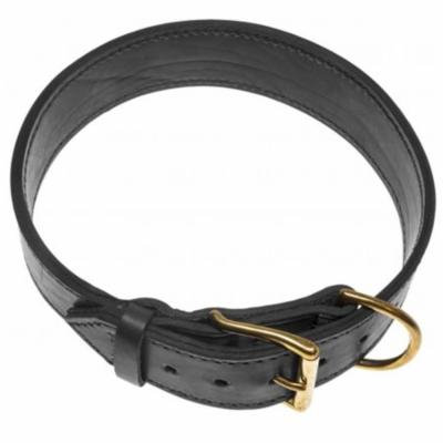 Dogline-Viper V3110-1 Two-Ply Leather Collar, Black - 1.25 W x 16-21 L in.
