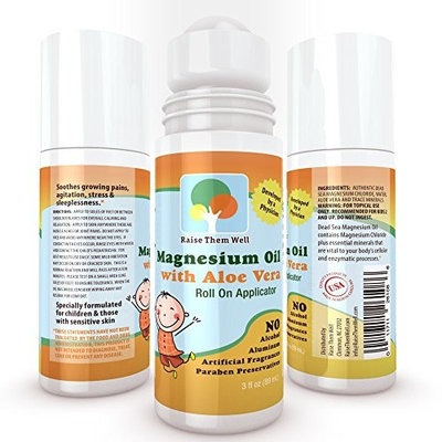 Kid Safe Magnesium Oil. Gentle blend of Magnesium Oil and Aloe Vera will not burn or itch. Easy to Use Roll-on Applicator. Great for Calming, Headaches,...