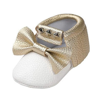 For 0-18 Months,Clode® Cute Infant Newborn Baby Girls Rivet Bowknot PU Leather Princess Crib Shoe Anti-slip Soft Sole Toddler Princess First Walker Shoes