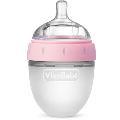 VivoBebé Anti Colic Baby Bottle - 5 Ounces 0-3 Months - Dual Vent, Breast-Like Soft Silicone Nipple - PVC and BPA Free - Easy Clean - Microwave, Dishwasher Safe - Pink