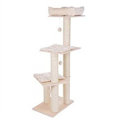 Easy To Assemble Cream Cat Tree - Ideal Space-Saver Activity Tower For Cats To Play And Climb, Made Of Sturdy Extra Thick Scratching Posts Wrapped In Natural Sisal