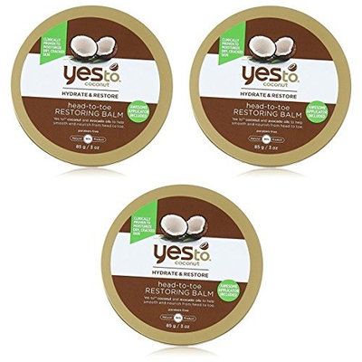 Yes To Coconut Hydrate & Restore Head-to-toe Restoring Balm, 3 Oz (Pack of 3) + FREE Schick Slim Twin ST for Sensitive Skin