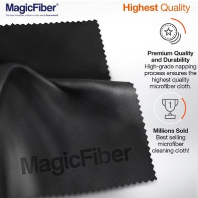 (13 Pack) MagicFiber Microfiber Cleaning Cloths - For All LCD Screens, Tablets, Lenses, and Other Delicate Surfaces (12 Black and 1 Grey 6x7