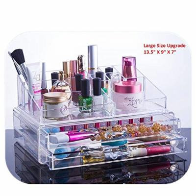 Unique Home Acrylic Jewelry & Cosmetic Storage Makeup Organizer, Large, 2 Piece