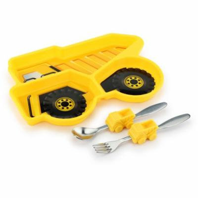 KidsFunwares Me Time Polypropylene Plate and Utensil Set, Dump Truck, BPA Free
