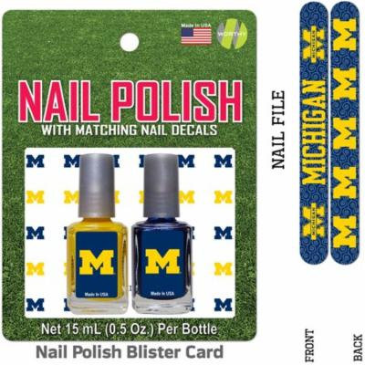 Bundle 2 Items: University of Michigan Nail Polish Team Colors with Nail Decals & Nail File