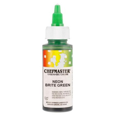 Chefmaster by US Cake Supply 2.3oz Neon Brite Green Liqua-Gel Cake Food Coloring