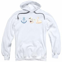 Popeye/Emoji Adult Pull Over Hoodie White Pye760