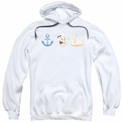 Popeye/Emoji Adult Pull Over Hoodie White Pye760