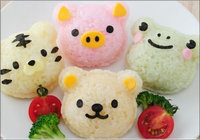 Toner Depot Japanese Cutie 3D Animal Bento Rice Mold and Seaweed Nori Cutter Set