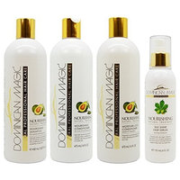 Dominican Magic Nourishing Shampoo & Conditioner & Moisture Lock Leave on & Silk Shine Serum 6oz Set by Dominican Magic