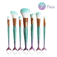 Mermaid Makeup Brushes Set, WINNING 7pcs Beauty Cosmetic Professional Make Up Tools Foundation Powder Blush Eyeshadow Eyebrow Brushes Kit