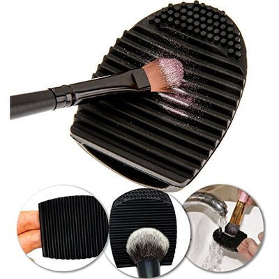 Silicone Gel Cosmetics Make Up Brushes Oval / Egg Shaped Washing / Cleaning Mini Finger Glove / Scrubber / Board / Makeup Applicators Cleaner / Scrubbing Tool In Black Color