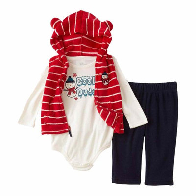 Little Wonders Infant Boys 3-Piece Snowman Vest Bodysuit & Pants Set 12m