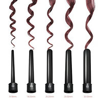 Vakker 5 in 1 Hair Curling Iron Wand Set, Temperature Control, Interchangeable Ceramic Barrels, Protective Glove and Travel Case