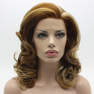 Lushy Medium Length Three Tone Blonde Mix Wig Heat Resistant Heavy Density Synthetic Lace Front Wig