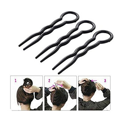 6PCS Magic Hair Grip Pins Plastic U Shaped Hair Insert Fork Plug Simple Fast Spiral Hair Braid Twist Styling Clip Pin Hairdressing Accessories For Women Girl Lady