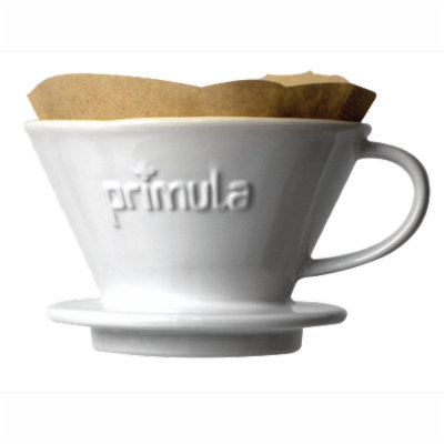 Primula Madison Ceramic Pour Over Coffee Dripper with Filters - 1 Cup, White