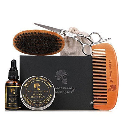 Beard Grooming & Trimming Kit for Men Care - Beard Brush, Beard Comb, Unscented Beard Oil Leave-in Conditioner, Mustache & Beard Balm Butter Wax, Barber Scissors for Styling, Shaping & Growth Gift set