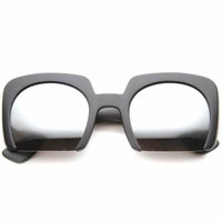 sunglassLA - Women's High Fashion Bold Bottom Cut Square Mirrored Lens Sunglasses - 52mm