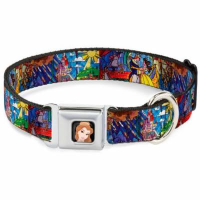 Dog Collar DYX-Belle CLOSE-UP Full Color - Beauty & the Beast Stained Glass Pet Collar