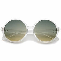sunglassLA - Retro Clear Frame Gradient Flat Lens Oversize Round Sunglasses - 54mm