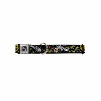 Skull Brass Knuckles Bullets Flowers Collage on Black Animal Seatbelt Pet Collar
