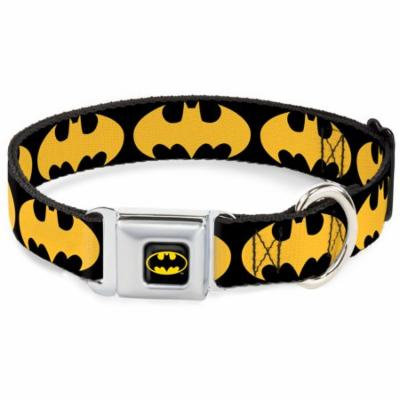 Dog Collar BMC-Batman Black Yellow - Bat Signal-1 Black Yellow - Large 15-26