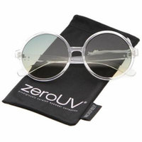 zeroUV - Retro Clear Frame Gradient Flat Lens Oversize Round Sunglasses - 54mm