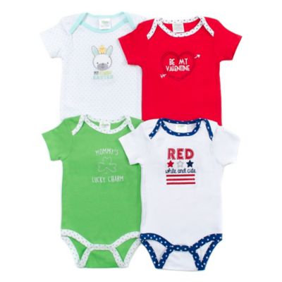 Cutie Pie 4-Pack Spring Holiday Short-Sleeve Bodysuits