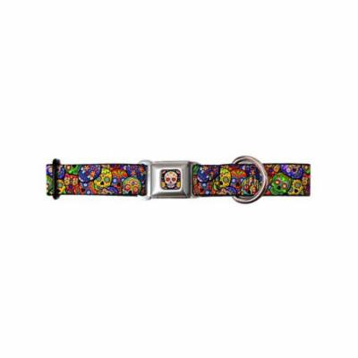 Mexican Day of the Dead Rainbow Sugar Skull Collage Seatbelt Pet Collar