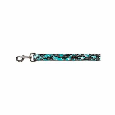 Black Grey Brick Stone Wall Pattern on Blue Stripes Fun Animal Pet Dog Cat Leash
