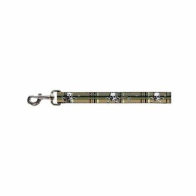 White Skull and Cross Bones on Plaid Pattern Fun Animal Pet Dog Cat Leash