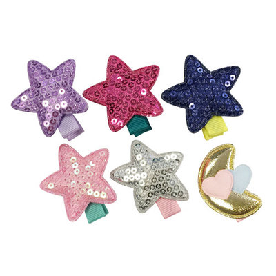 Wrapables® Baby Toddler Stars and Moon Ribbon Hair Clips (Set of 6)
